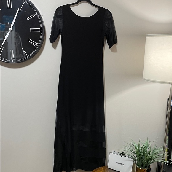 Joseph Ribkoff Black Maxi Dress with Mesh Sheer Sleeves - Picture 5 of 13